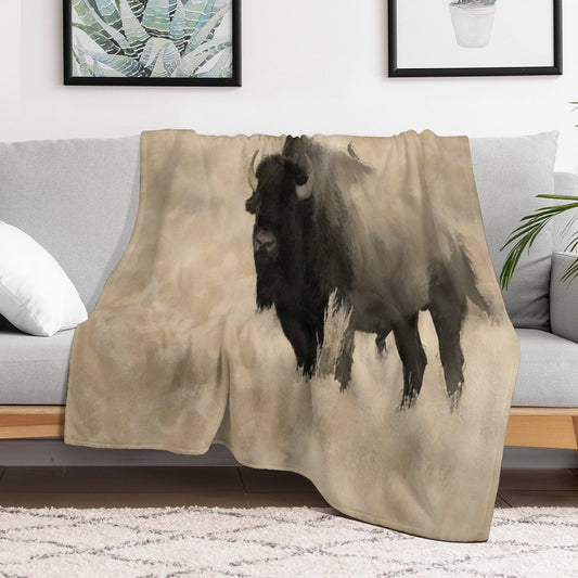 American Buffalo  -  Plains Bison Throw Blanket
