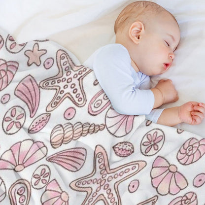Millennial Pink Seashells Throw Blanket