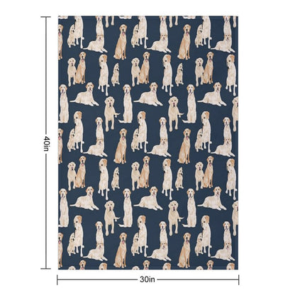 Yellow Labs Navy Throw Blanket