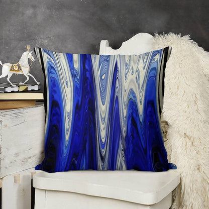 Zigzag Cobalt Blue Linen Throw Pillow Cover