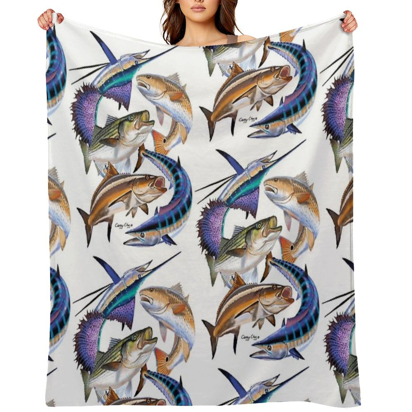 Gamefish Collage Throw Blanket
