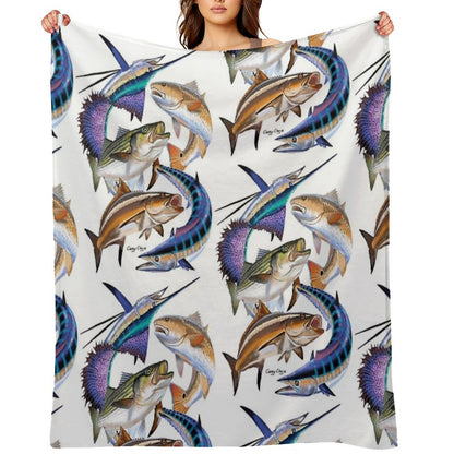 Gamefish Collage Throw Blanket