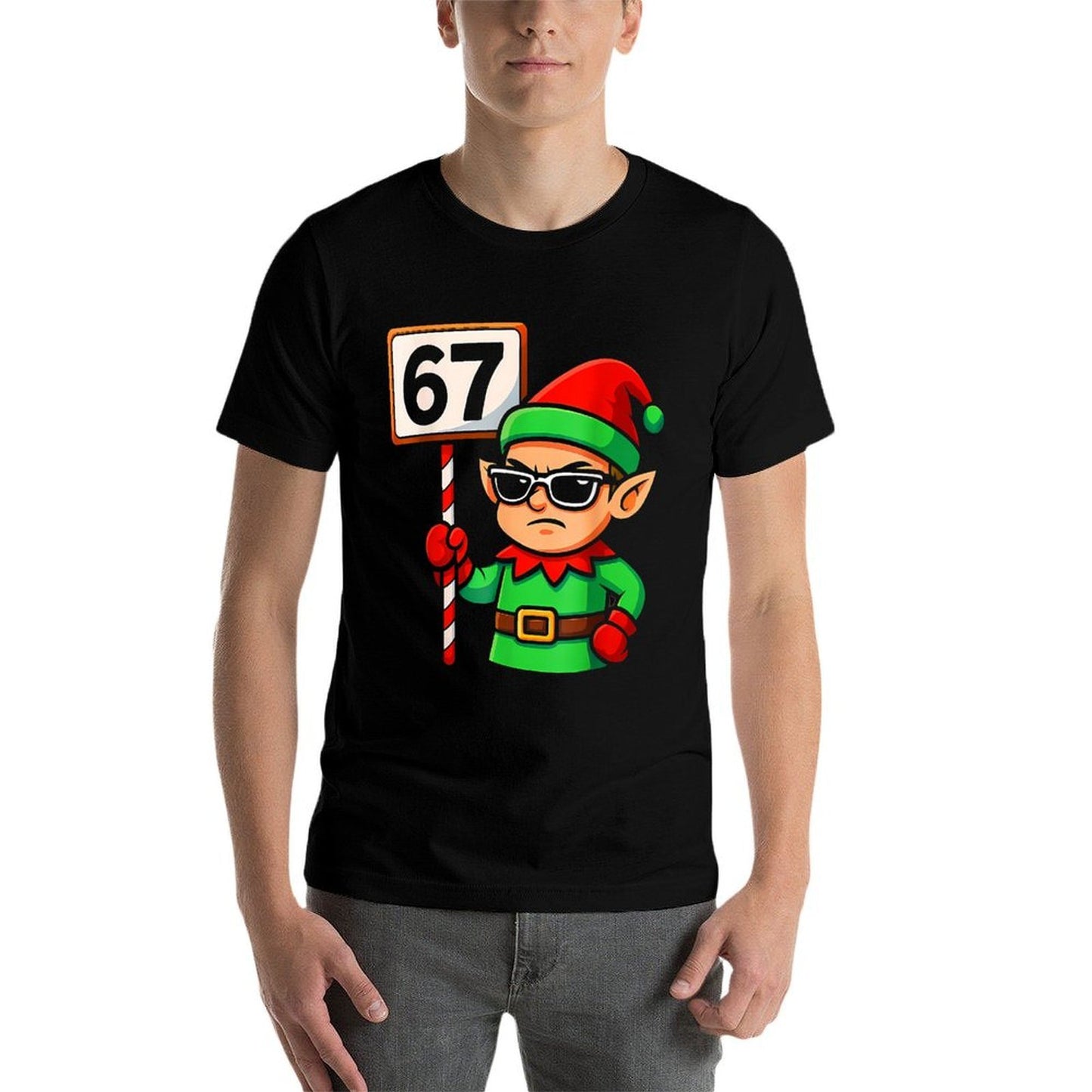 Funny Elf Six Seven 6 7 Meme Christmas Costume 67 Women Kids  Cotton T-Shirt