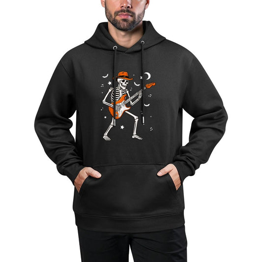 Skeleton Playing Guitar Guitarist Rock Halloween Skeleton Casual Wear Hoodie