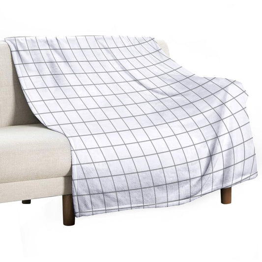 Grid White Gray Throw Blanket