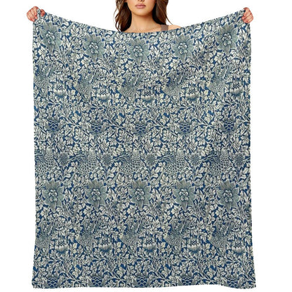 Indigo Blue And White William Morris Pattern Throw Blanket