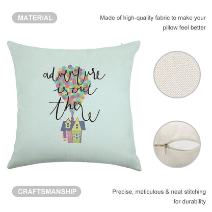 Adventure Is Out There Linen Throw Pillow Cover