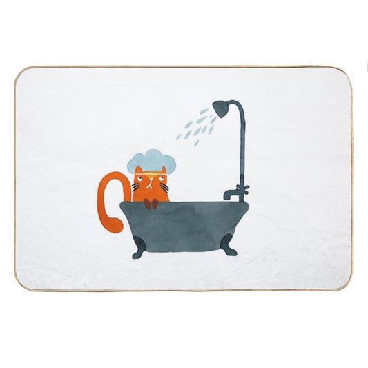 Showers Incoming Watercolour Cat Painting Bath Mat
