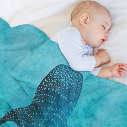 Whale Shark Blue Ocean Throw Blanket