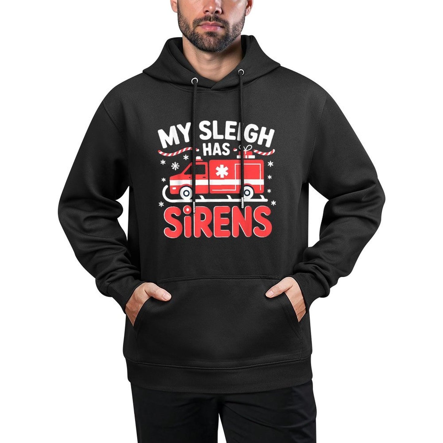 Christmas Paramedic EMT Ambulance Driver Sleigh Sirens Layering Staple Hoodie