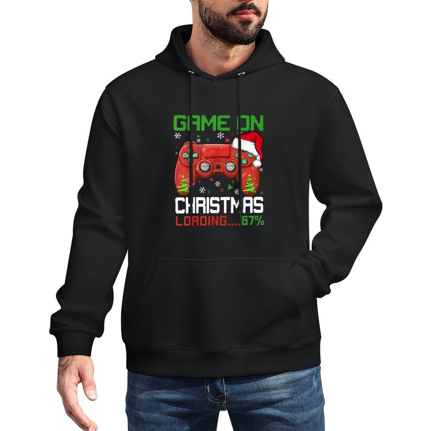 Game On Christmas Loading 67 Funny 6 7 Meme Xmas Cotton-Polyester Blend Hoodie