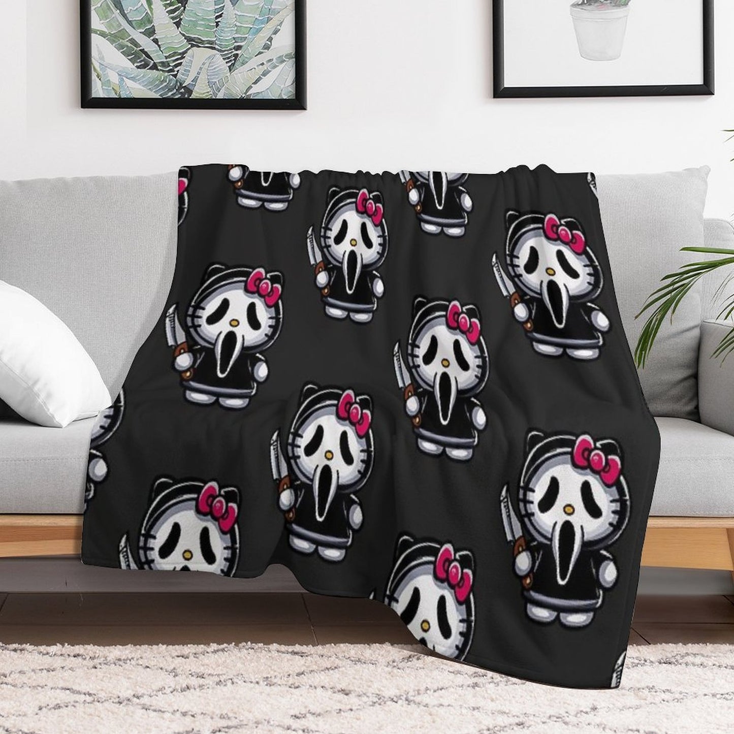 Scream Kitty Halloween Throw Blanket