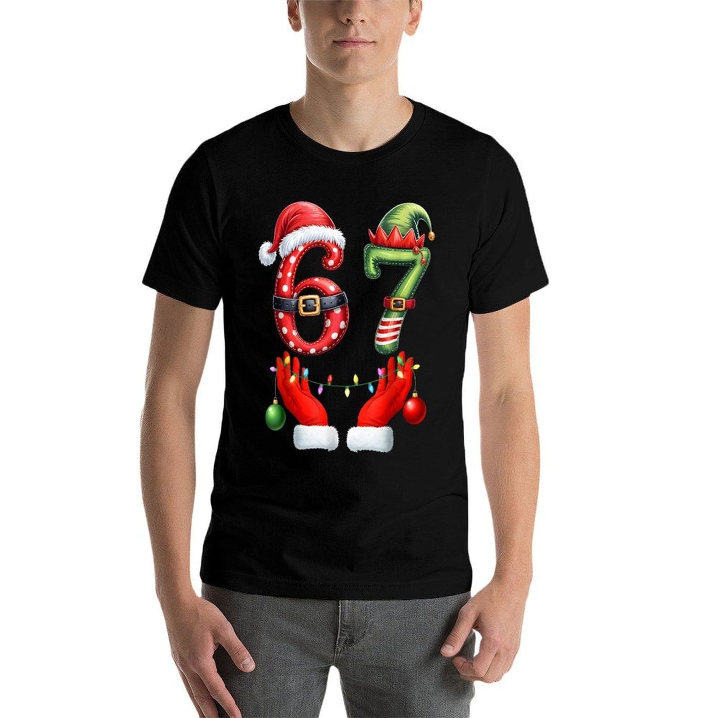 Funny 67 Christmas 6 7 Meme Pajamas Holiday Gen Alpha Slang  Vintage-inspired T-Shirt