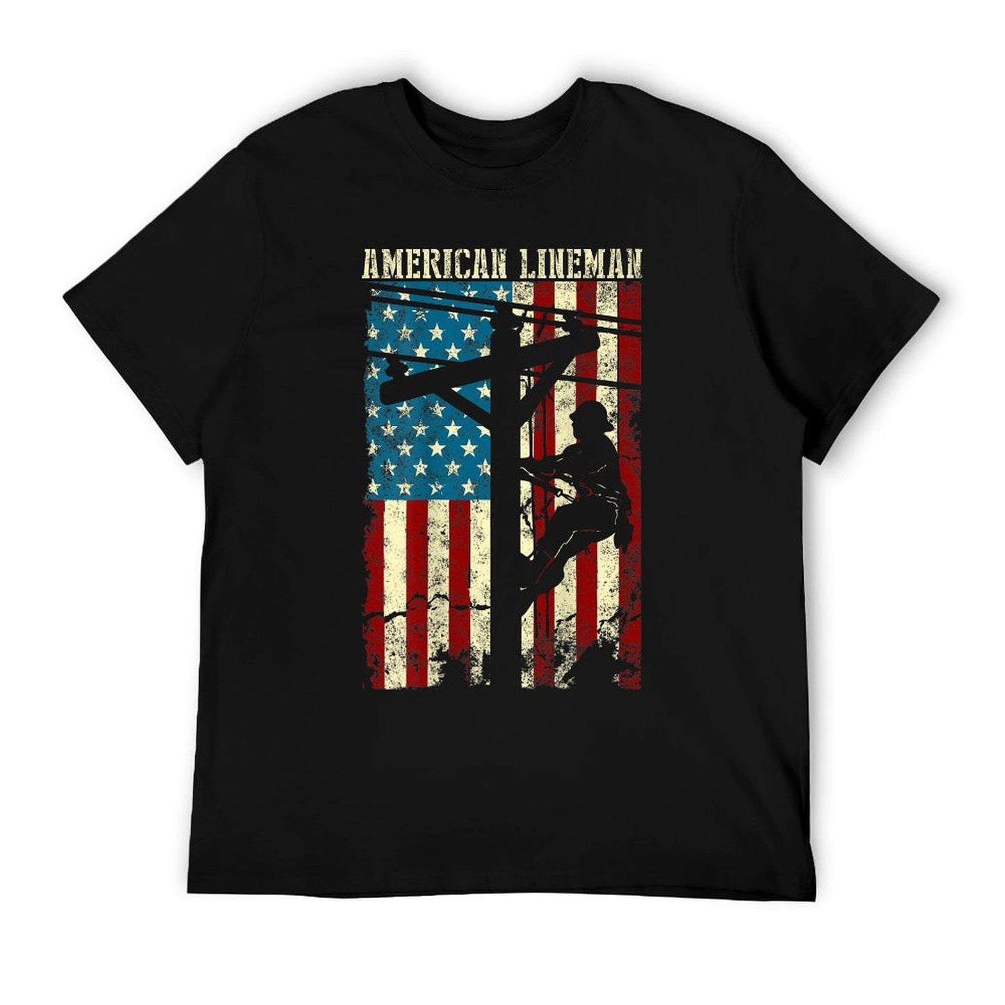Lineman American Flag Electric Cable Patriotic Lineman T-Shirt