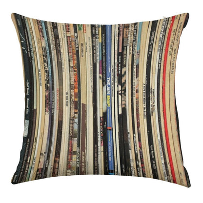 Classic Rock Vinyl Records Linen Throw Pillow Cover