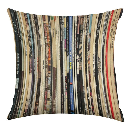 Classic Rock Vinyl Records Linen Throw Pillow Cover