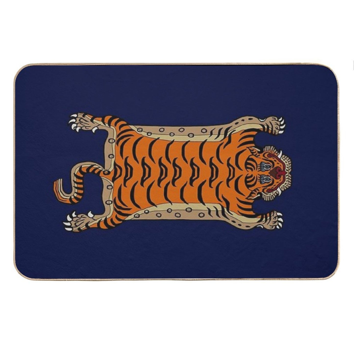 TIBETAN TIGER RUG-navy Blue Bath Mat