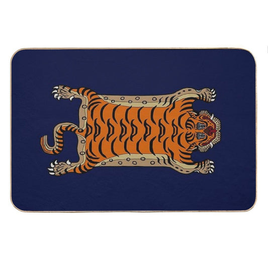 TIBETAN TIGER RUG-navy Blue Bath Mat