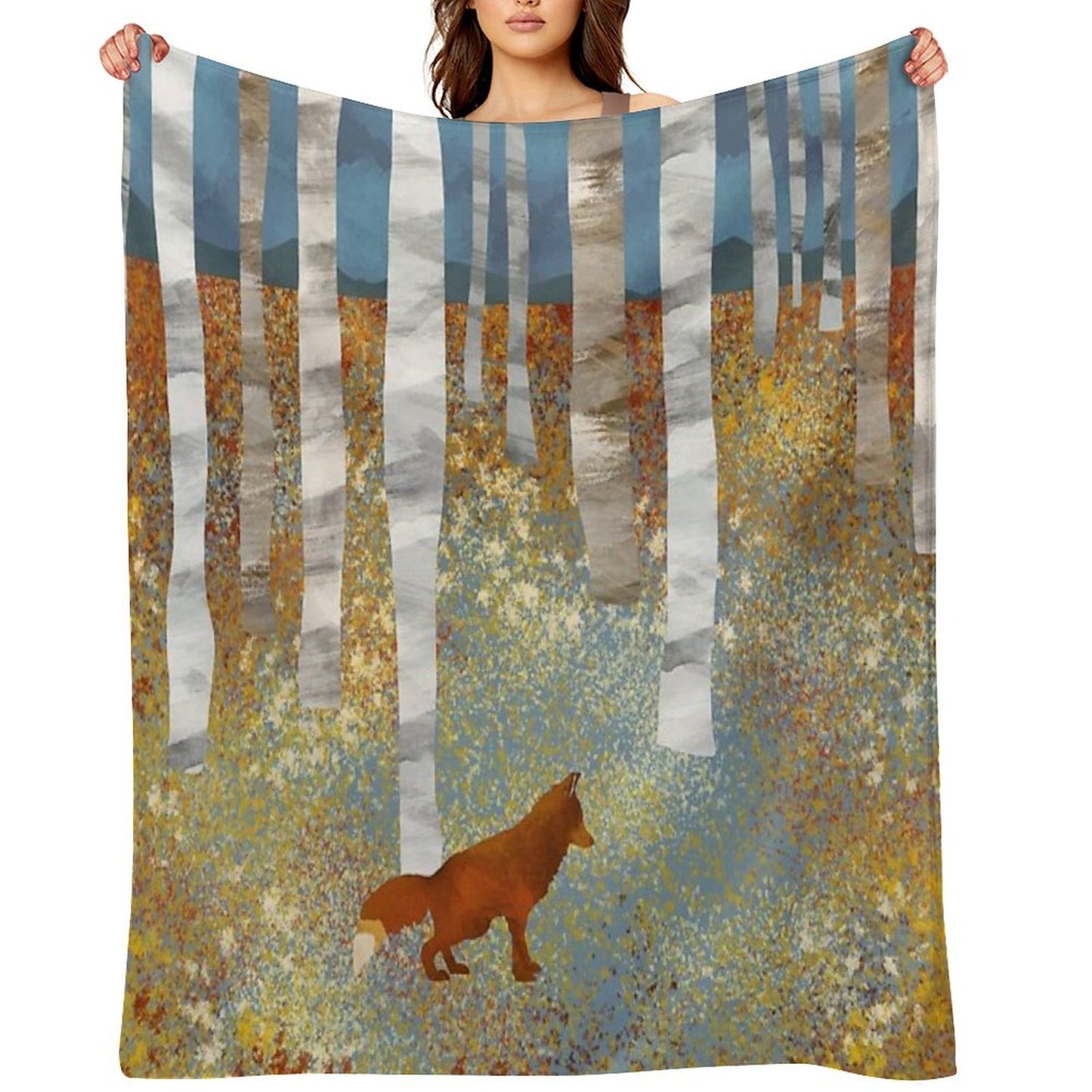 Autumn Fox Throw Blanket