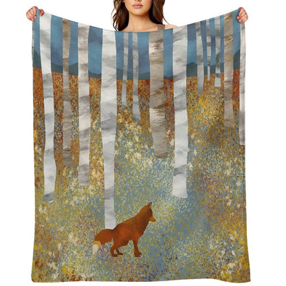Autumn Fox Throw Blanket