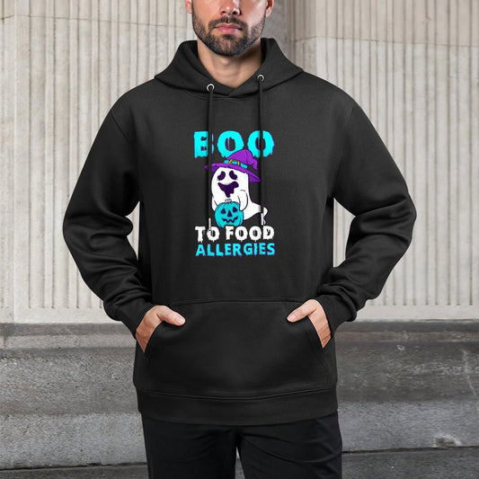 Teal Pumpkin Halloween Boo Food Allergies Allergy Awareness Adjustable Hood Hoodie