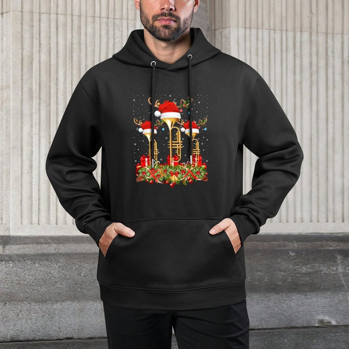Jazz Music Lover Xmas Lighting Musical Trumpet Christmas Layering Staple Hoodie