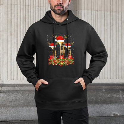 Jazz Music Lover Xmas Lighting Musical Trumpet Christmas Layering Staple Hoodie
