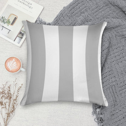 Silver Gray And White Stripes Soft Hidden Zipper Throw Pillow