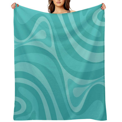 New Groove Retro Liquid Swirl Abstract Pattern in Turquoise Teal Throw Blanket