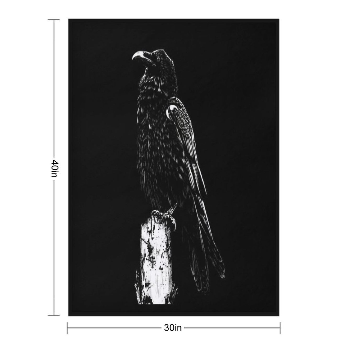 Raven #1 on Black Throw Blanket