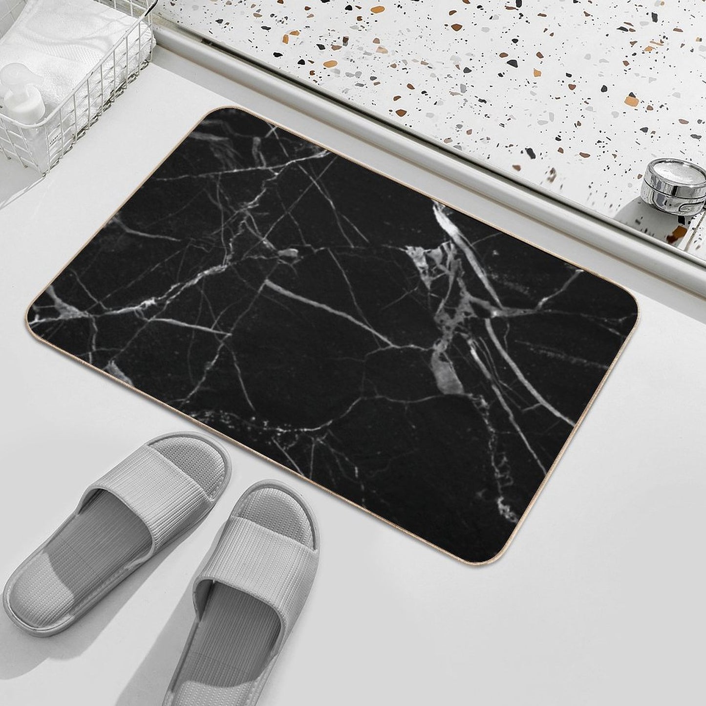 Black And White Marble Bath Mat