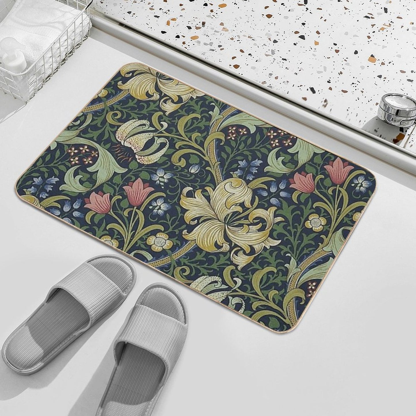 William Morris Golden Lily Pattern Bath Mat