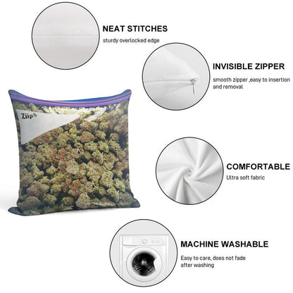 Weed Zip Lock Cannabis Extra Large Dank Soft Shrink-Resistant Throw Pillow