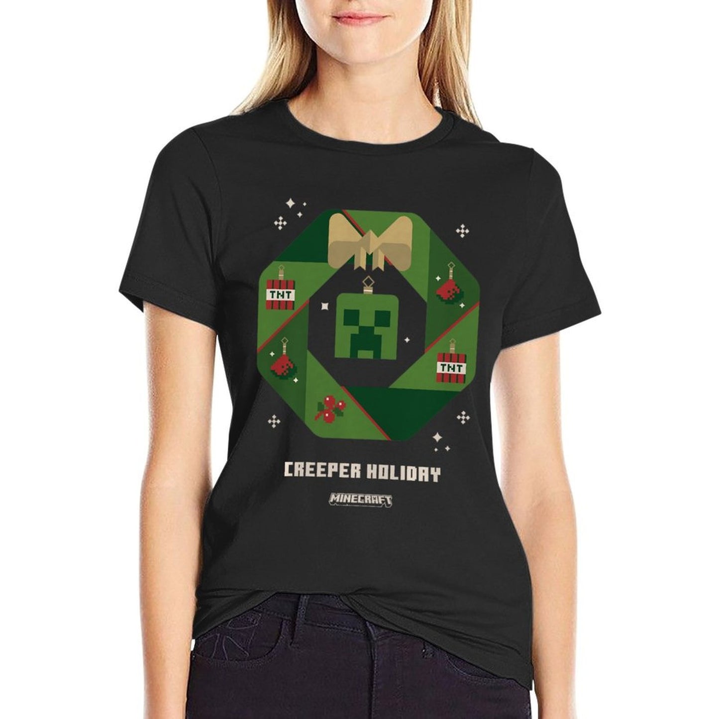 Minecraft Christmas Creeper Holiday Xmas Crown Portrait Premium  Vintage-inspired T-Shirt