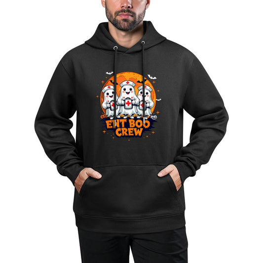 Spooky ENT Boo Crew Nurse Halloween Ghost Otolaryngologist Cotton-Polyester Blend Hoodie