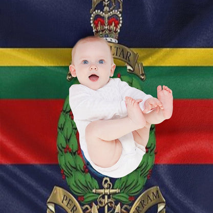 Royal Marines - RM Badge over Royal Marine Flag Throw Blanket