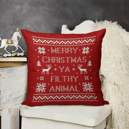 Merry Christmas Ya Filthy Animal Linen Throw Pillow Cover