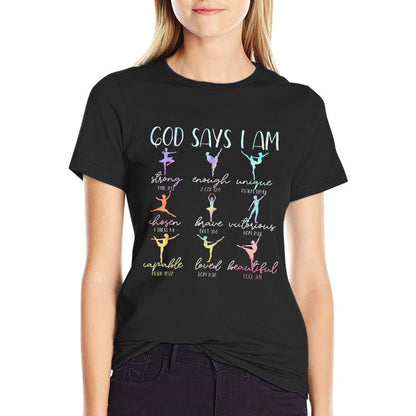 God Says I Am Bible Verse Religious Christian Ballet Dancer  Polyester Blend T-Shirt