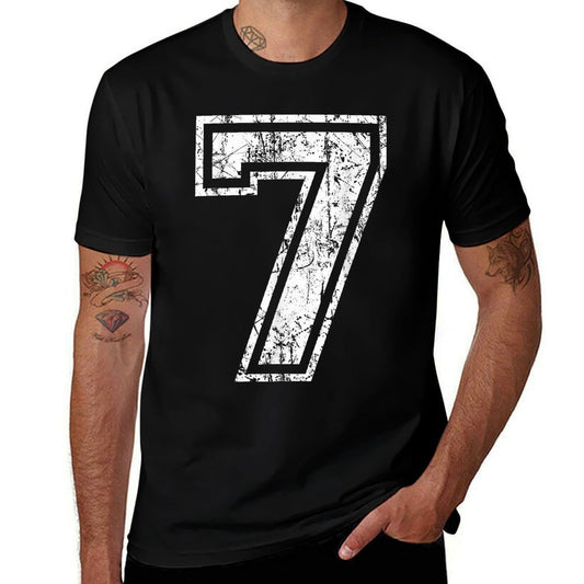 Sports Jersey Grunge Number 7 Fan Team Player Birthday  Trendy Pattern T-Shirt