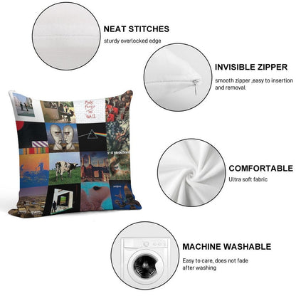 Completed Every Album Cover PiinkFloyd  003 Soft Short Plush Fabric Throw Pillow