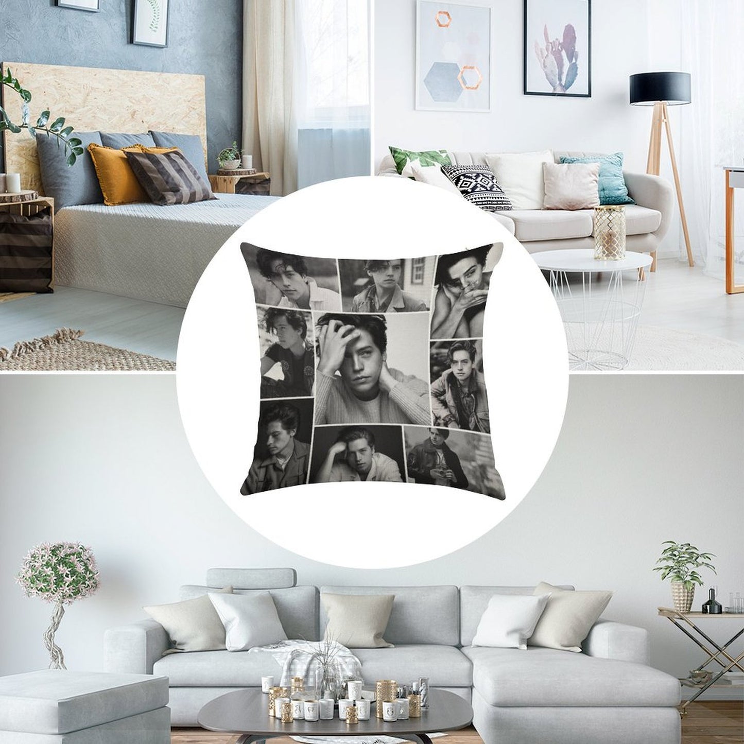 Cole Sprouse Black And White Linen Throw Pillow Cover