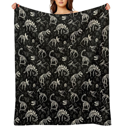 Excavated Dinosaur Fossils Throw Blanket