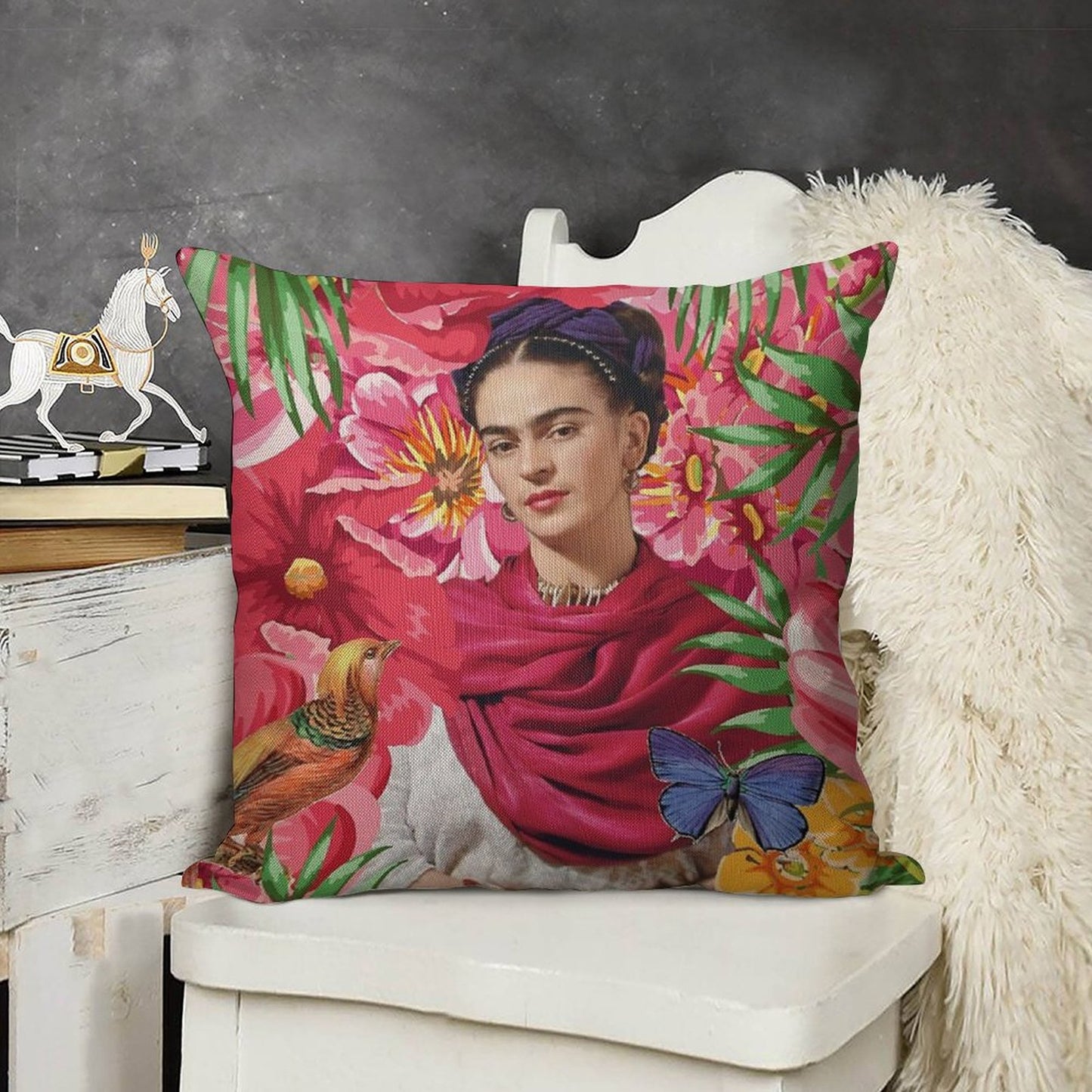 Forever Frida Kahlo Linen Throw Pillow Cover