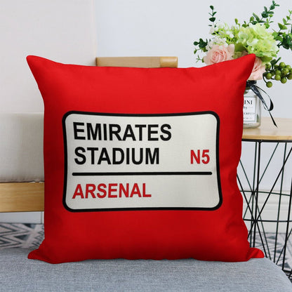 Emirates Stadium Football Sign Linen Throw Pillow Cover