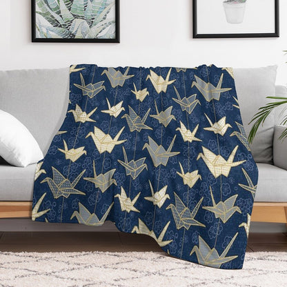 Sadako's Good Luck Cranes Throw Blanket