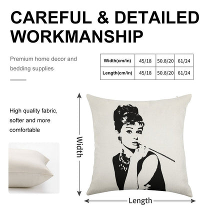 Audrey Hepburn - An Icon Linen Throw Pillow Cover