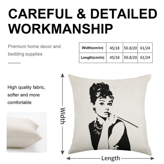Audrey Hepburn - An Icon Linen Throw Pillow Cover