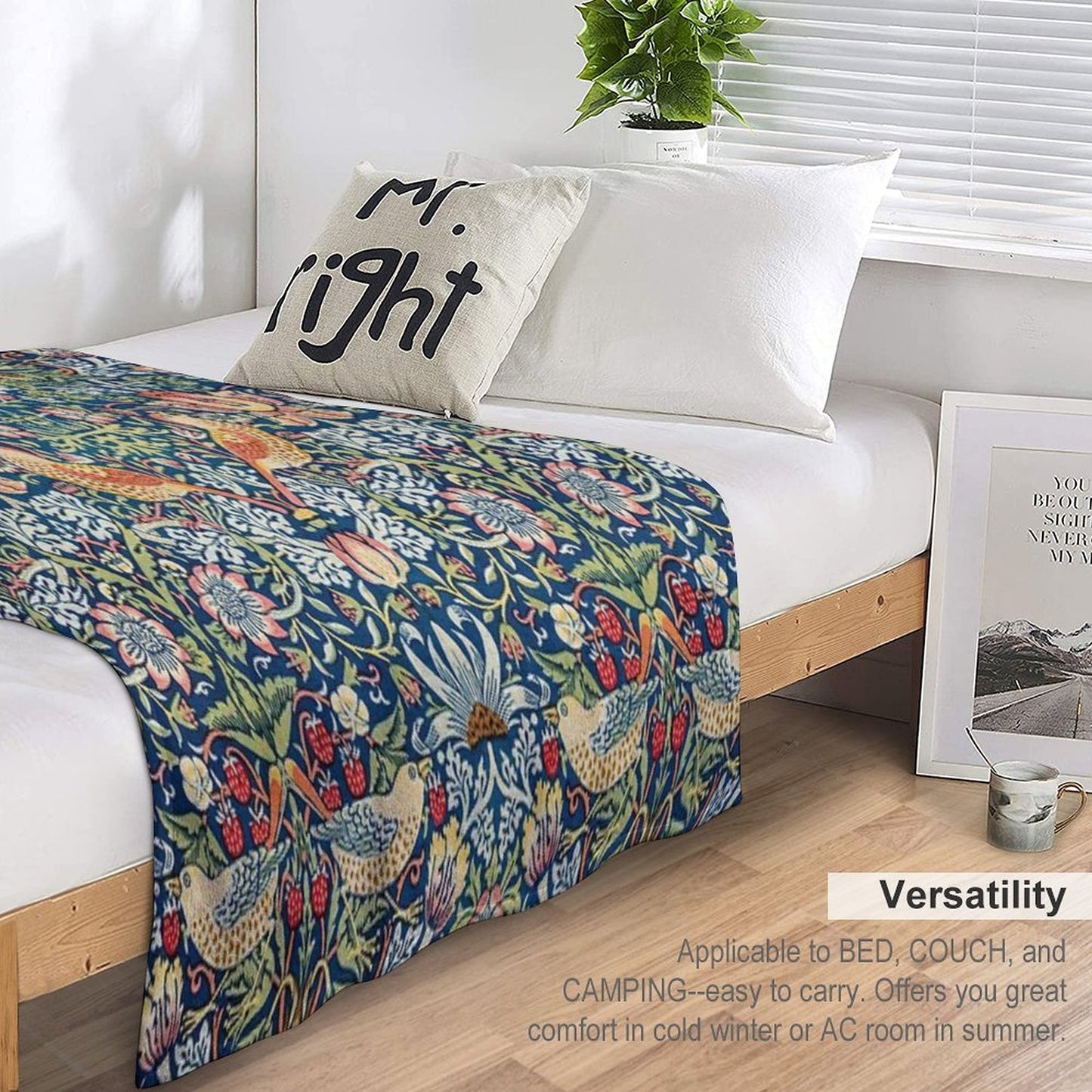 Strawberry Thief by William Morris Throw Blanket