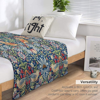 Strawberry Thief by William Morris Throw Blanket