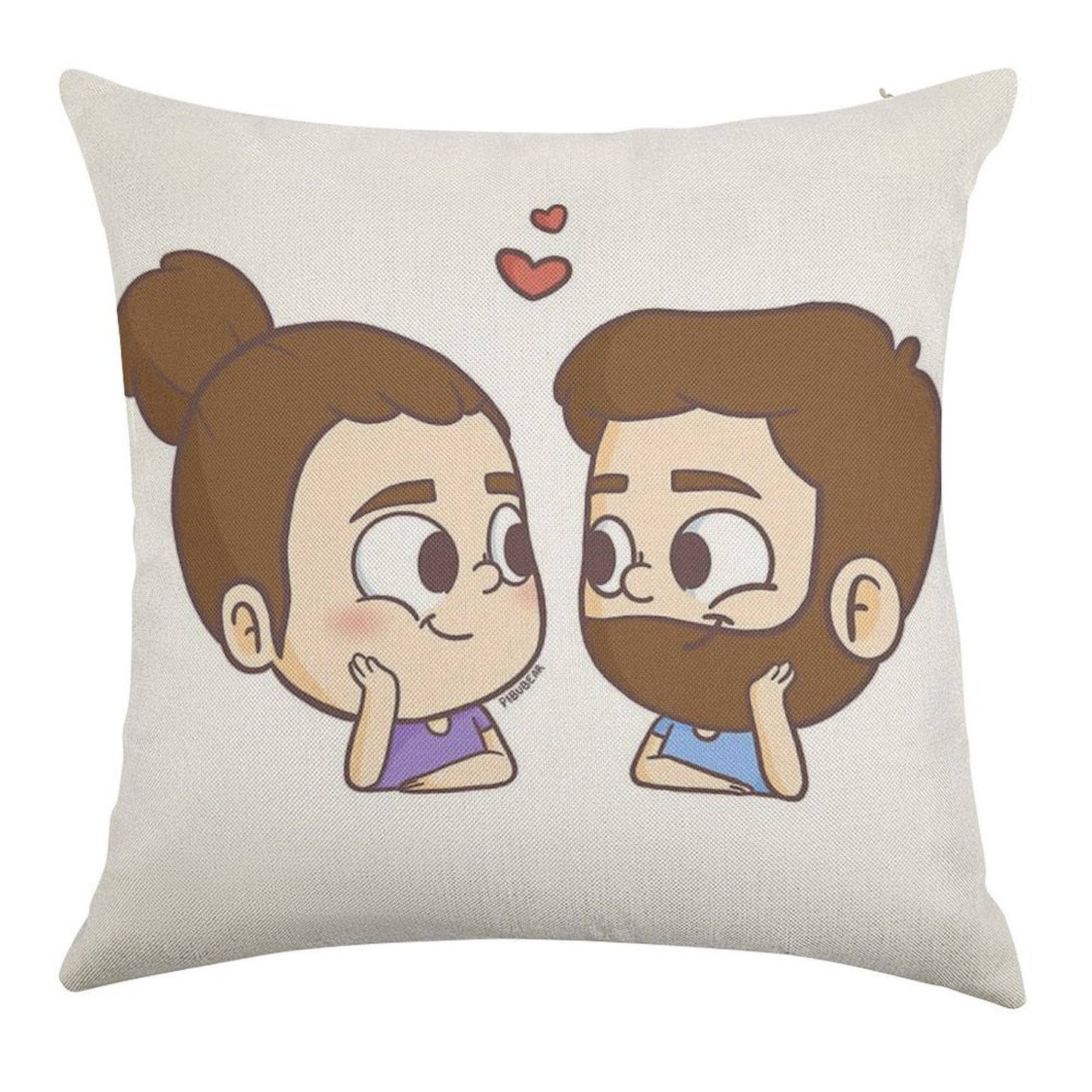 Together - Pibubear Linen Throw Pillow Cover